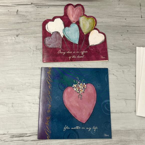 Vintage Blank Note Card Bundle 7 Cards Floral Hearts Thank You - Picture 3 of 9